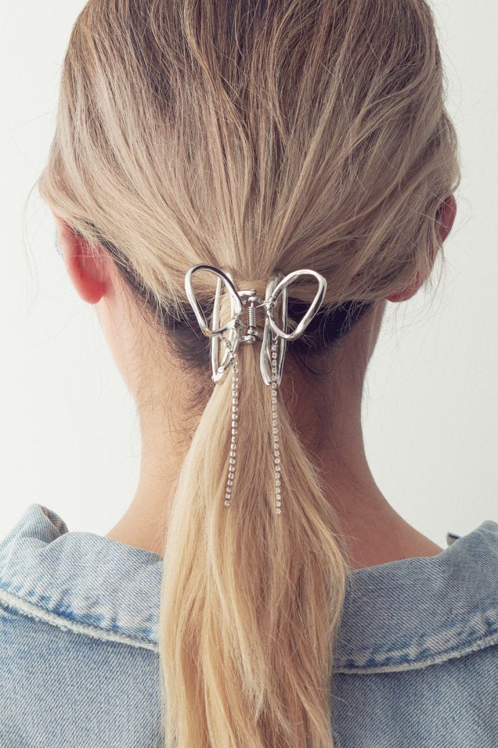 ビジュー レーン リボン バンス クリップ