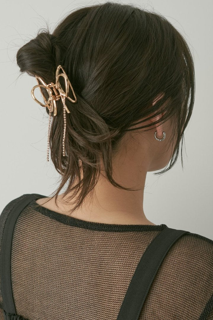 ビジュー レーン リボン バンス クリップ