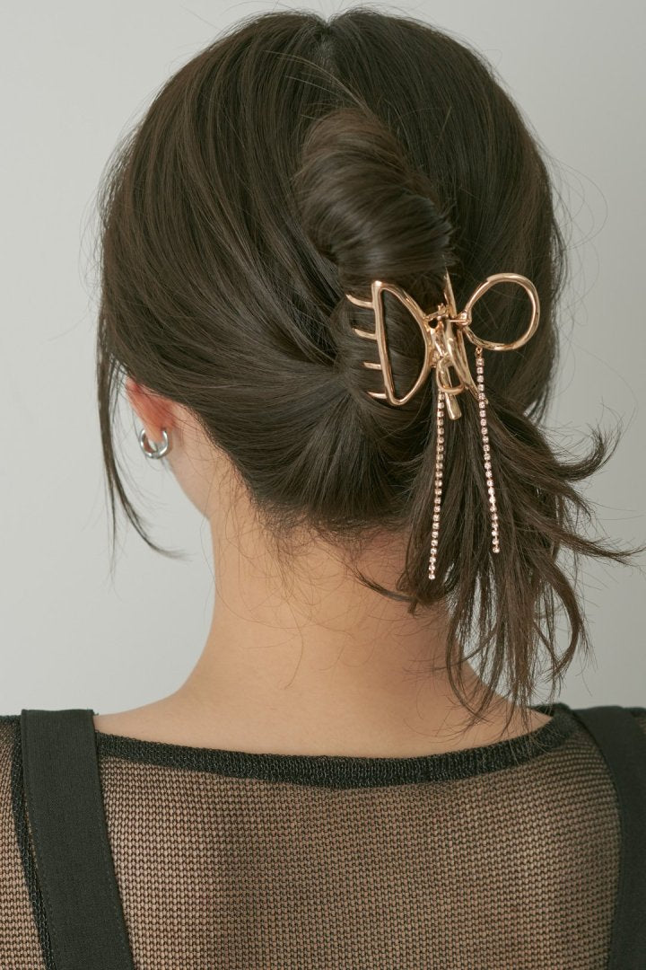 ビジュー レーン リボン バンス クリップ