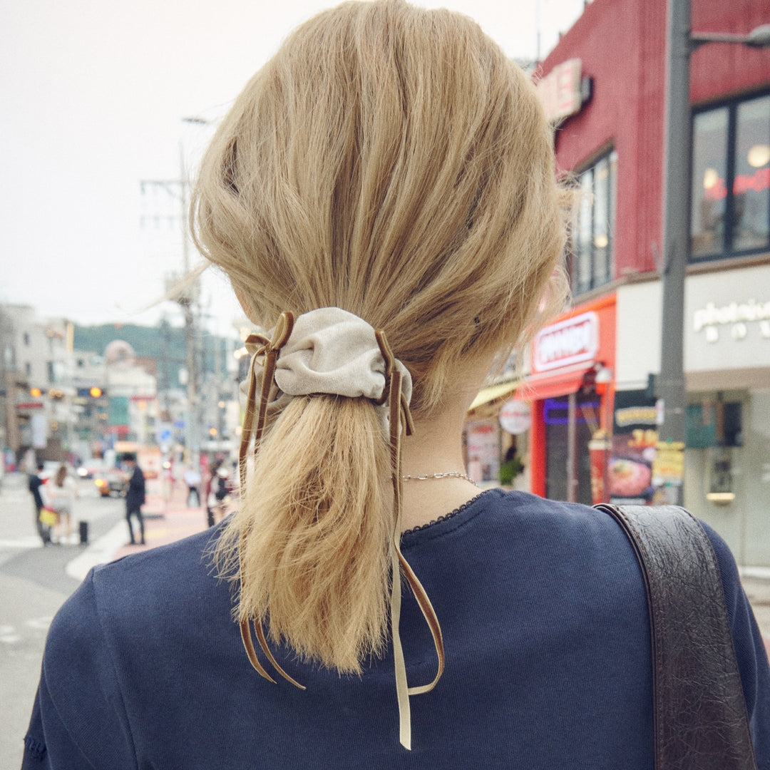 【KOREA SNAP】着脱が簡単なベロア×リボンのポニーフック！