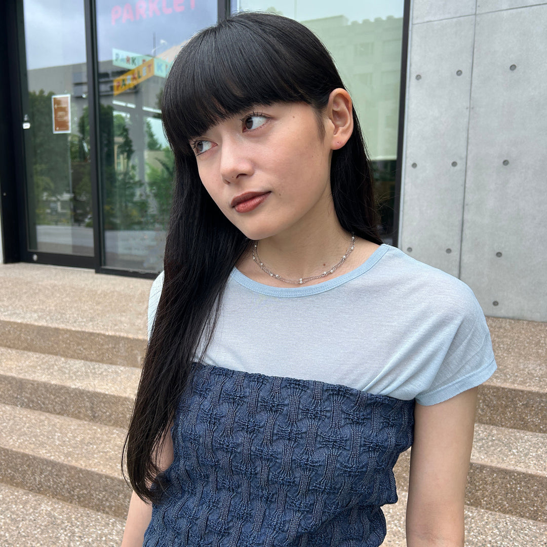 パールのステーションネックレスで 大人可愛い雰囲気に♡