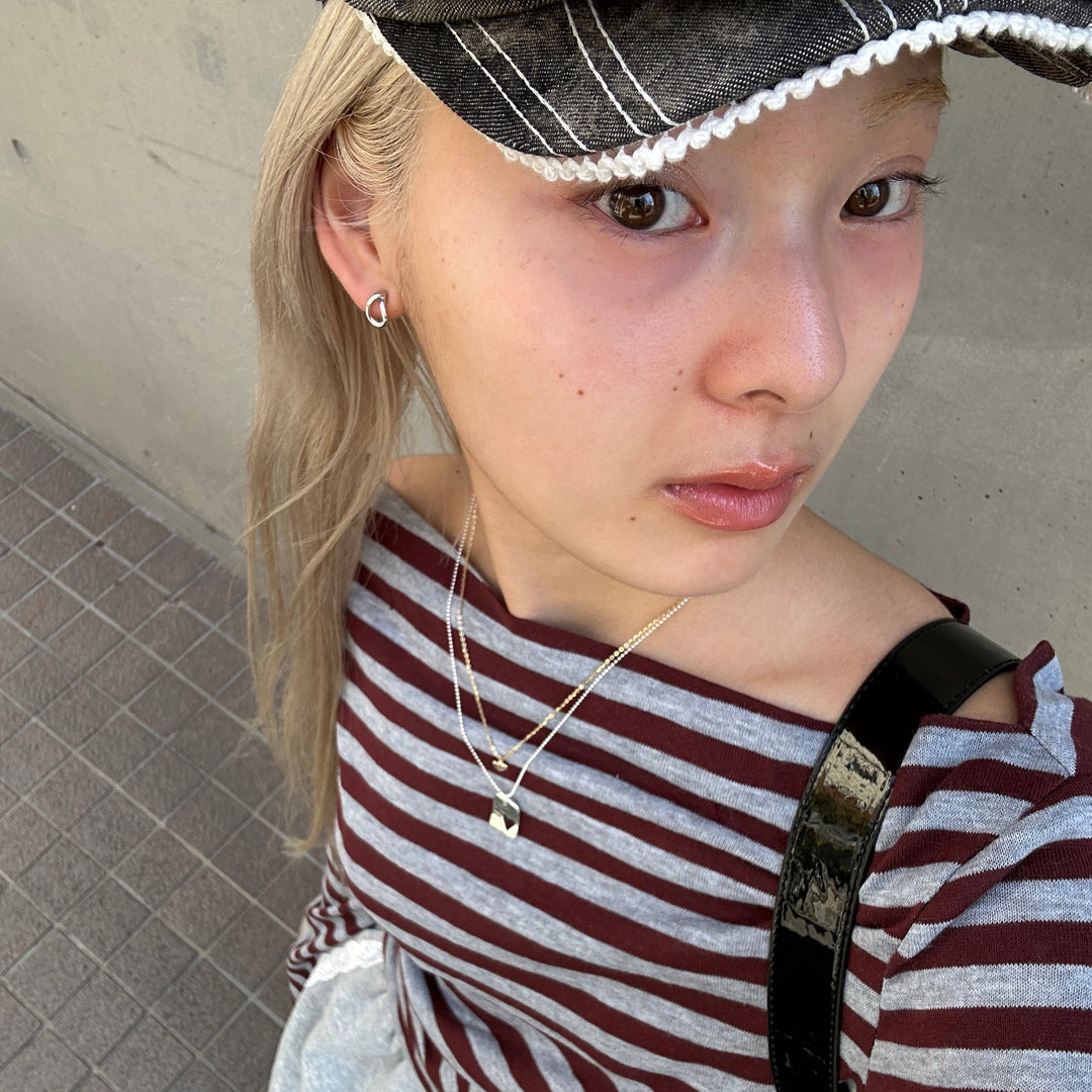 シルバー×ゴールドのミックスが今っぽいレイヤードネックレス♡