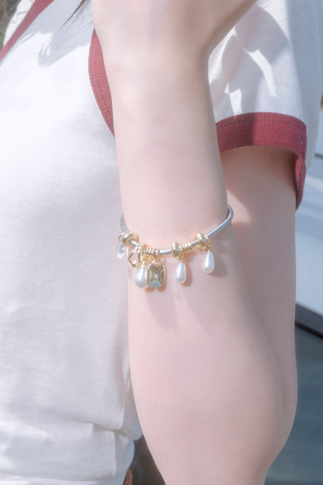 パール × モチーフ スネーク チェーン ブレスレット