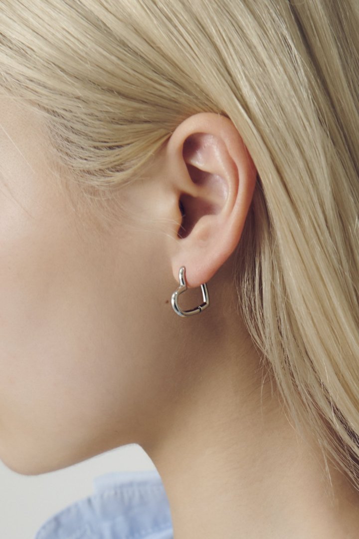 ハート ライン フープ ワンタッチ ステンレス ピアス