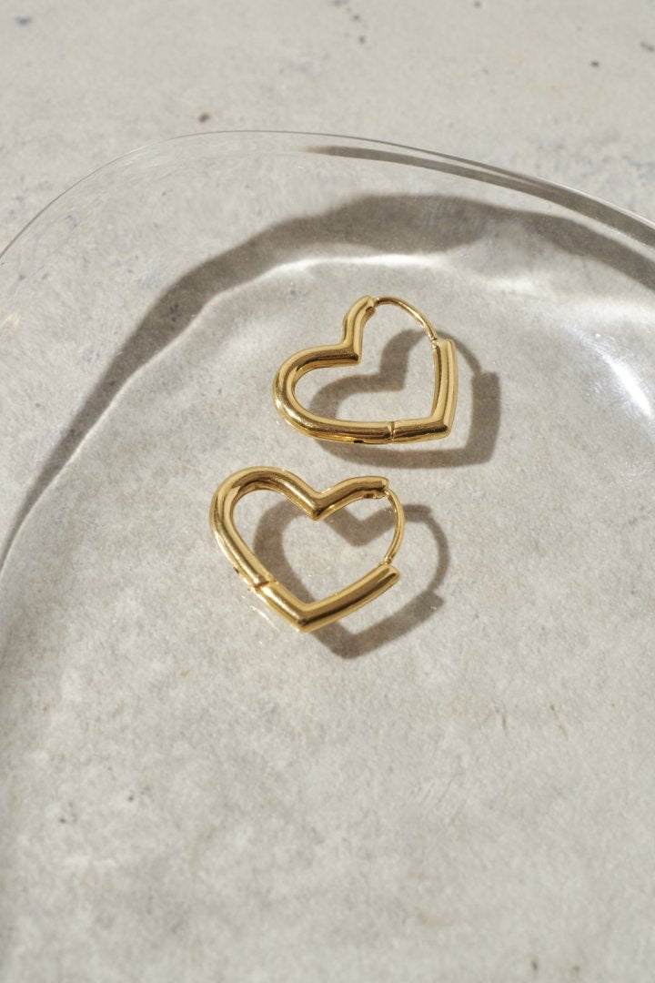 ハート ライン フープ ワンタッチ ステンレス ピアス