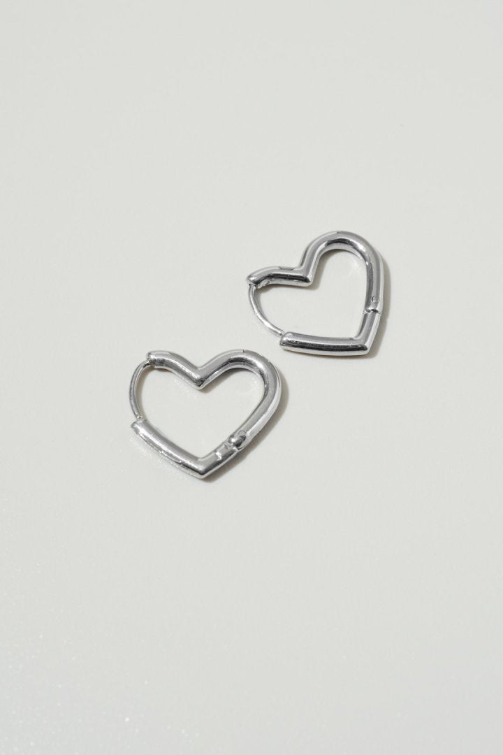 ハート ライン フープ ワンタッチ ステンレス ピアス