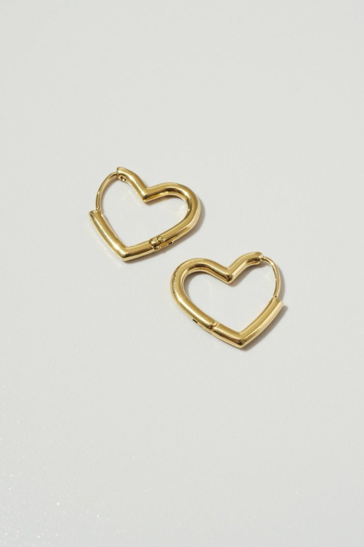 ハート ライン フープ ワンタッチ ステンレス ピアス