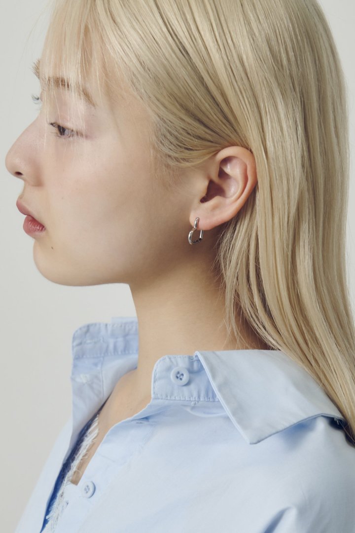 ハート ライン フープ ワンタッチ ステンレス ピアス