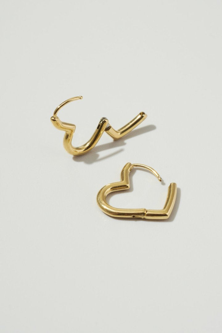 ハート ライン フープ ワンタッチ ステンレス ピアス