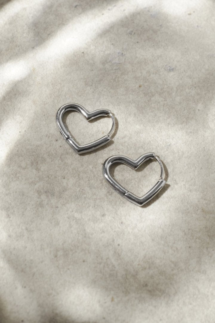 ハート ライン フープ ワンタッチ ステンレス ピアス