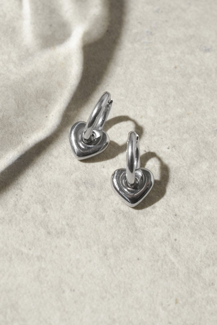 ハート チャーム ワンタッチ ステンレス ピアス