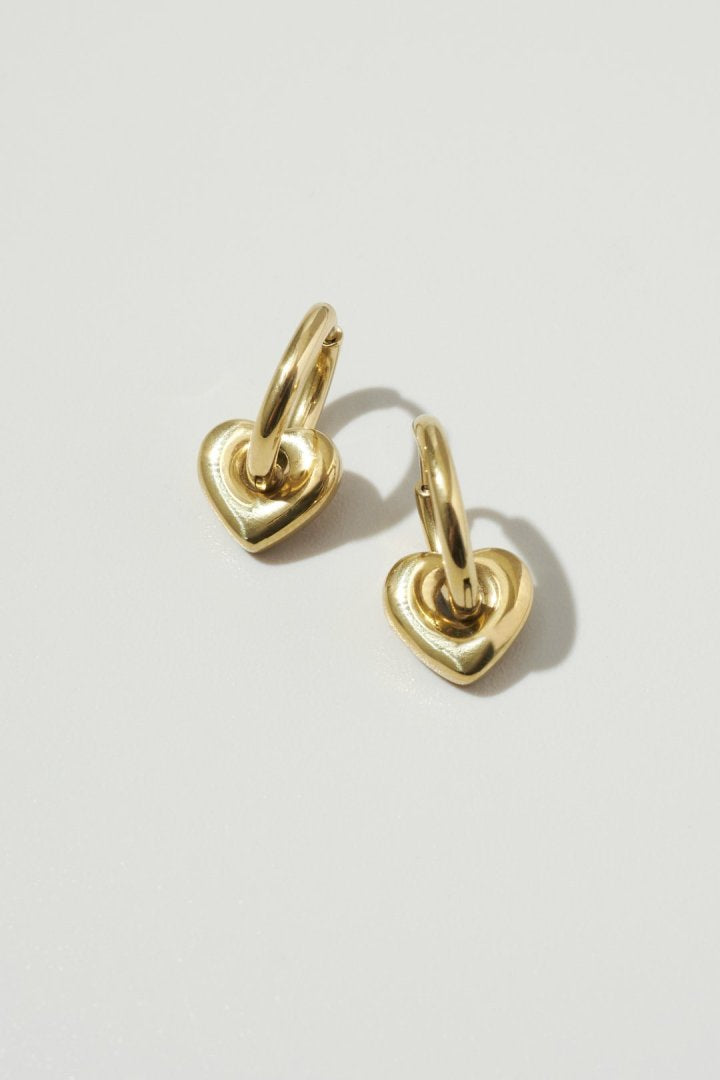 ハート チャーム ワンタッチ ステンレス ピアス