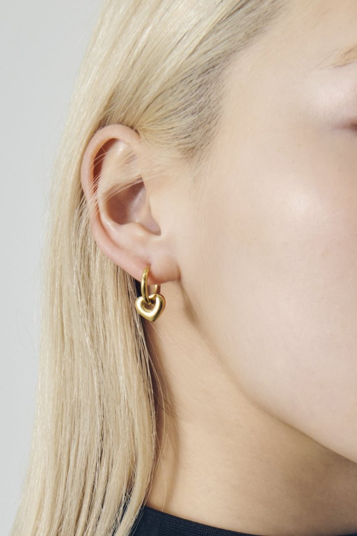 ハート チャーム ワンタッチ ステンレス ピアス