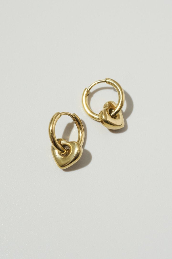 ハート チャーム ワンタッチ ステンレス ピアス