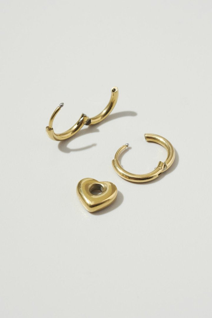 ハート チャーム ワンタッチ ステンレス ピアス