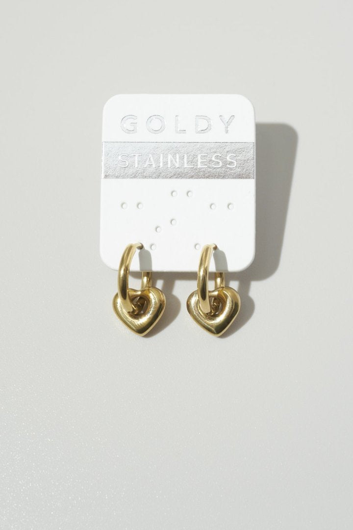 ハート チャーム ワンタッチ ステンレス ピアス