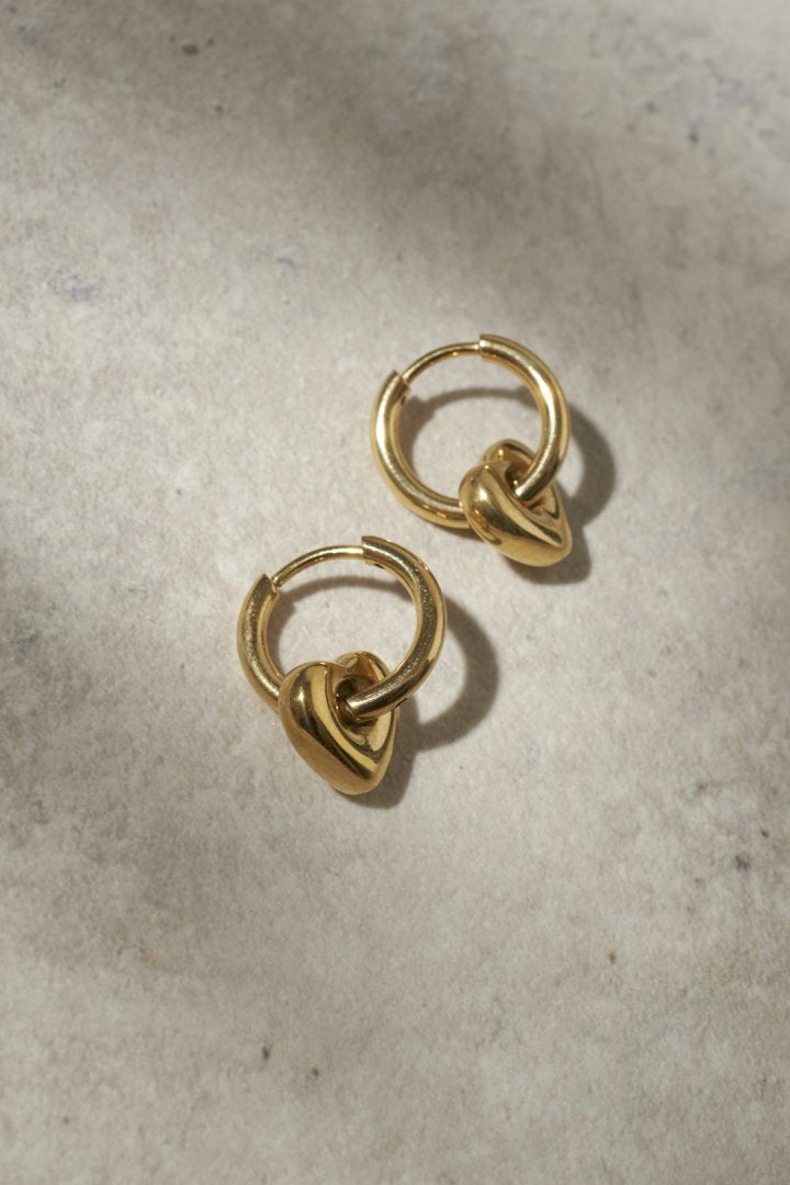 ハート チャーム ワンタッチ ステンレス ピアス