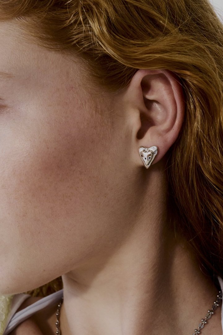 ヴィンテージ レイヤード ハート ピアス