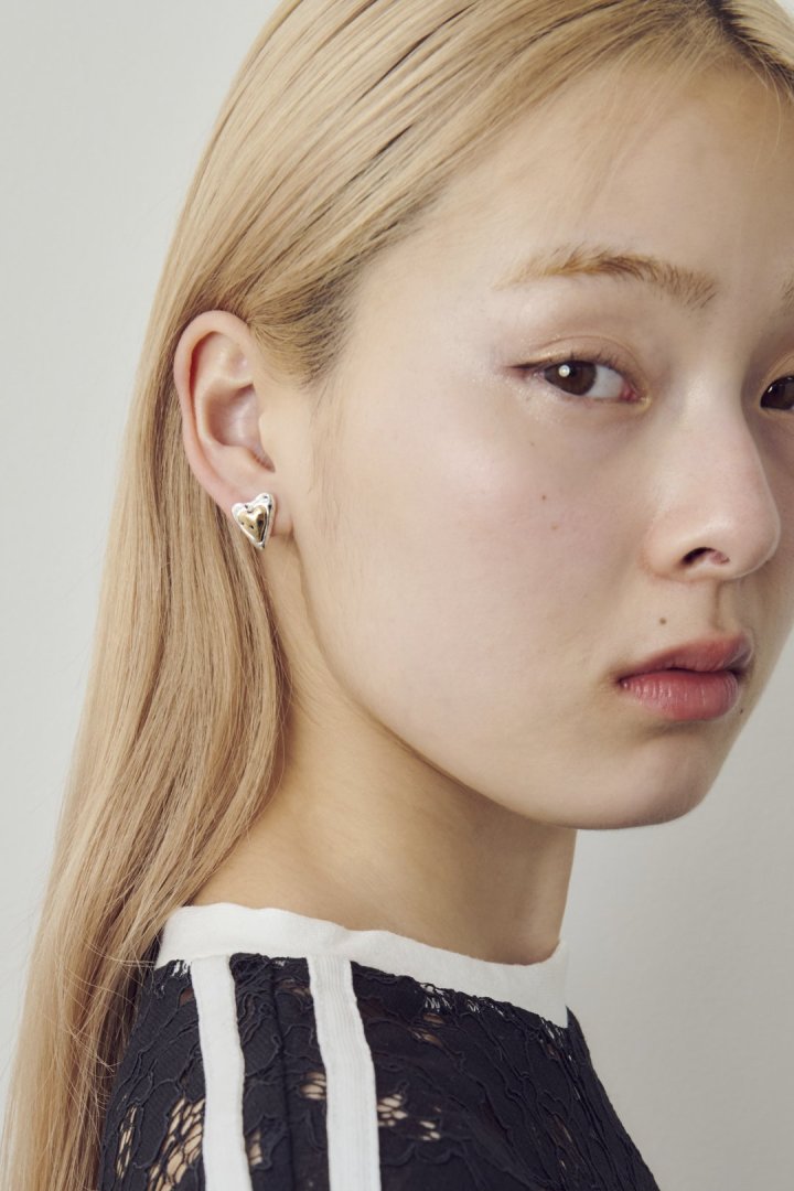 ヴィンテージ レイヤード ハート ピアス