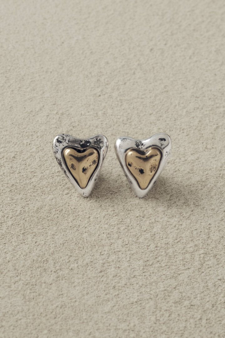 ヴィンテージ レイヤード ハート ピアス