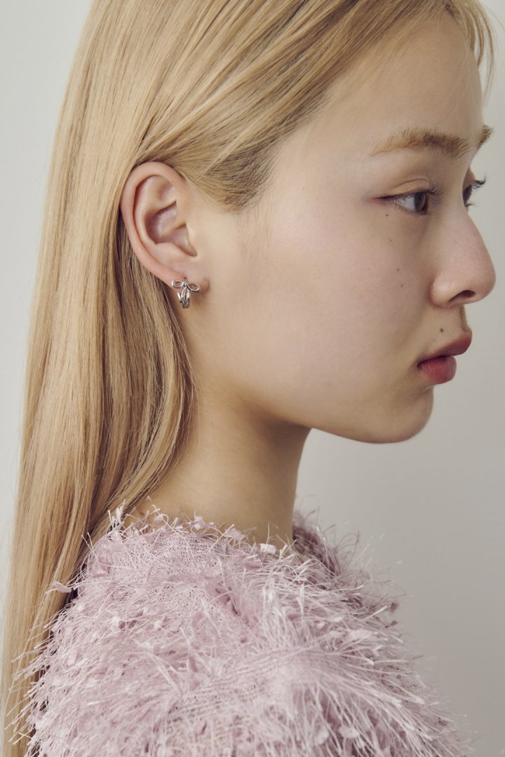 ミニ リボン ワンタッチ ピアス