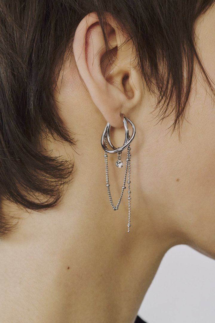 ハング マルチ チェーン ビジュー ピアス
