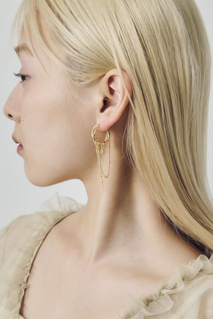 ハング マルチ チェーン ビジュー ピアス