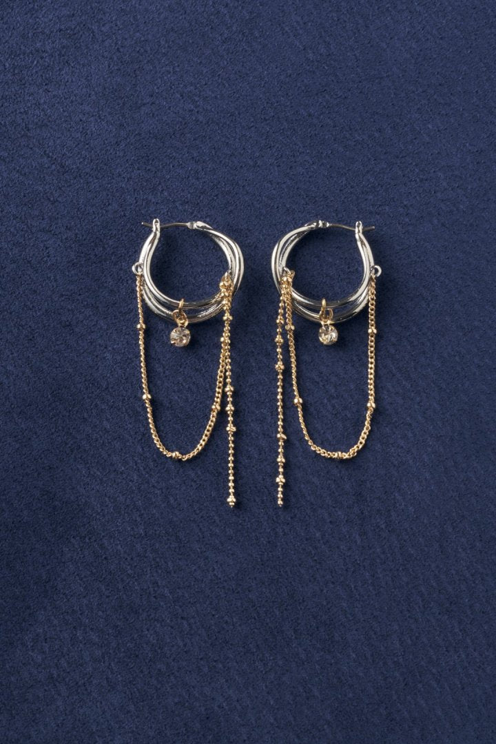 ハング マルチ チェーン ビジュー ピアス