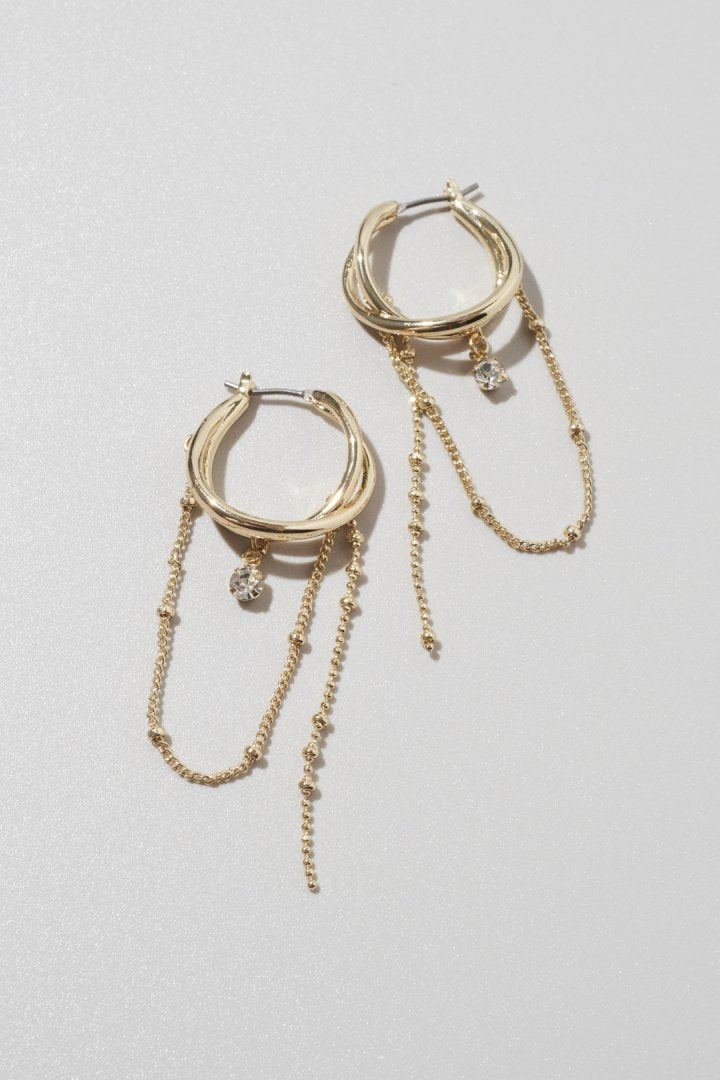 ハング マルチ チェーン ビジュー ピアス