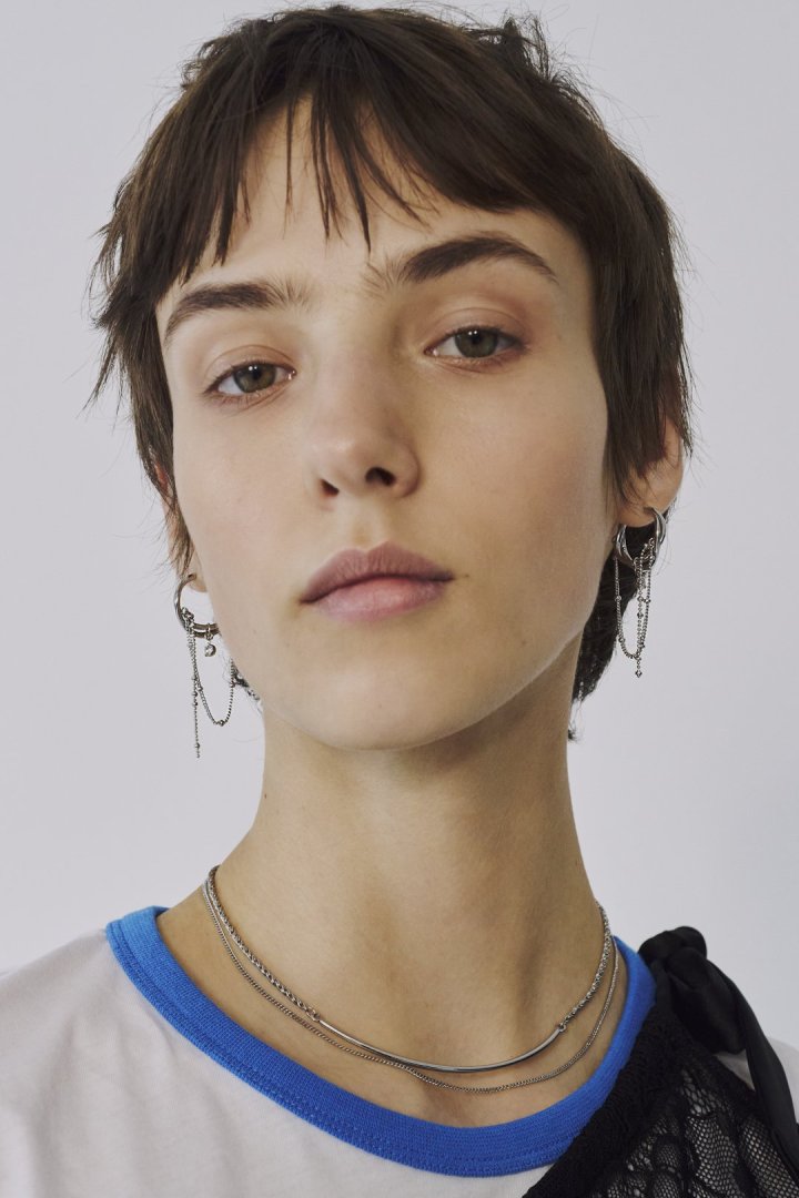 ハング マルチ チェーン ビジュー ピアス