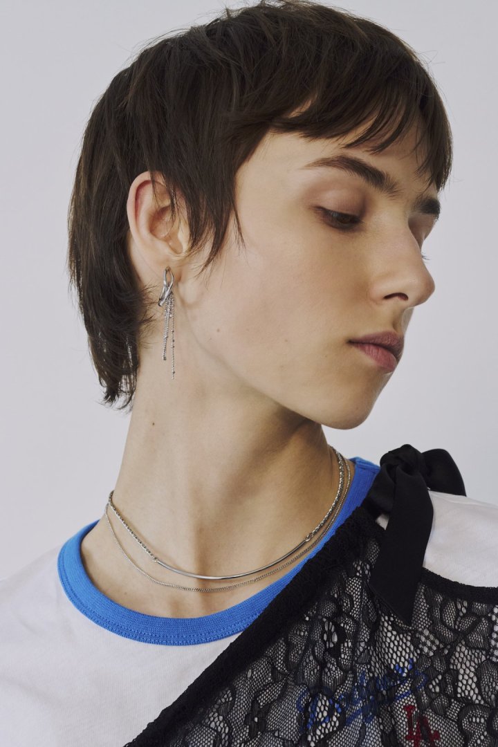 ハング マルチ チェーン ビジュー ピアス