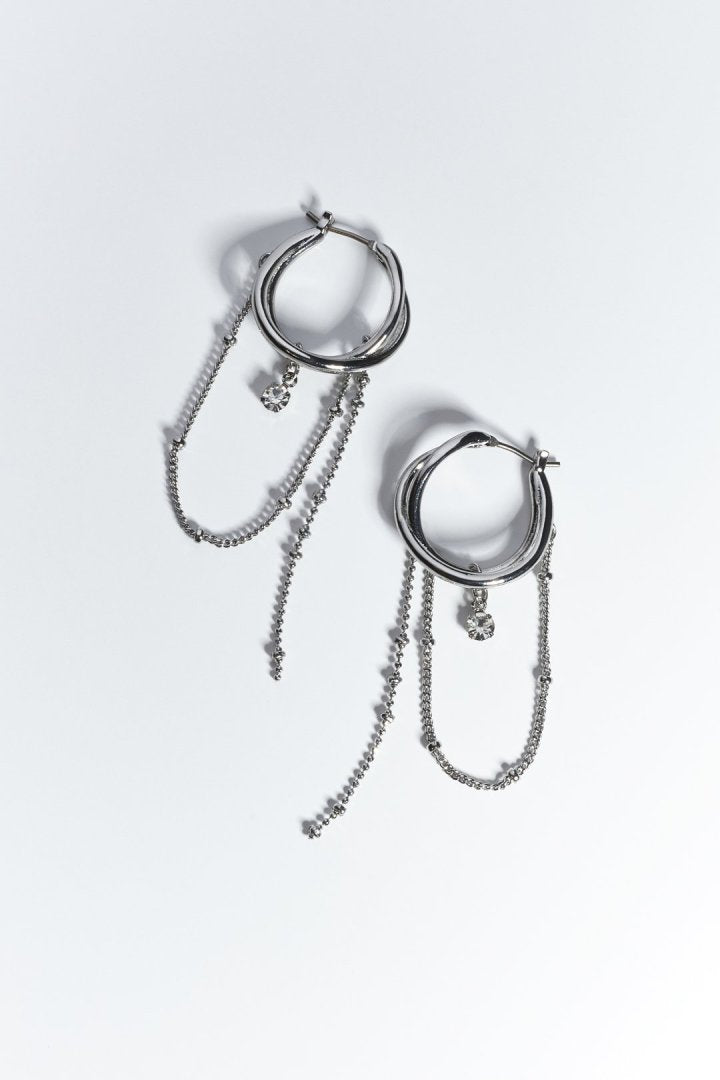 ハング マルチ チェーン ビジュー ピアス