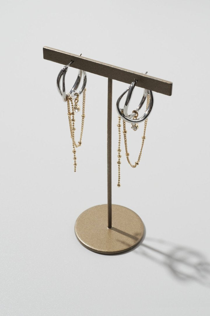 ハング マルチ チェーン ビジュー ピアス