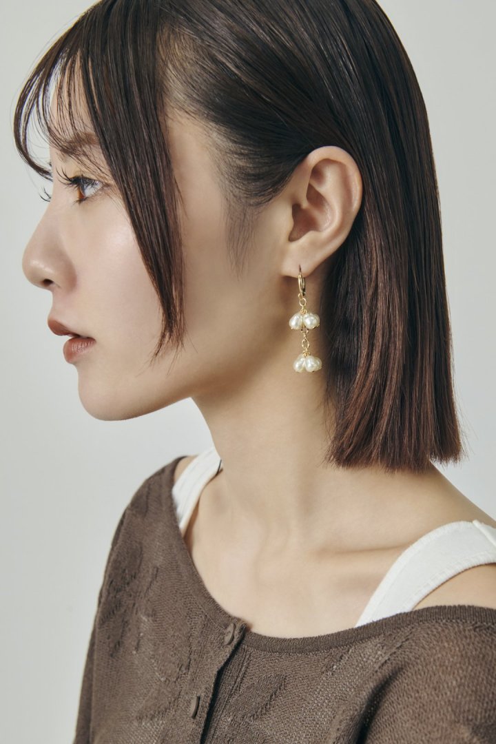 シャワー パール スエード リボン ピアス