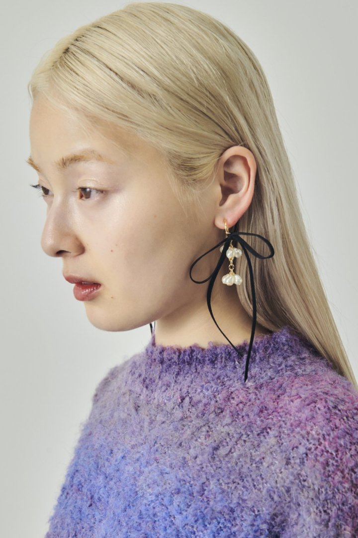 シャワー パール スエード リボン ピアス