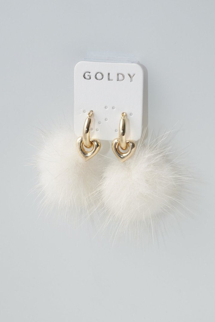 ミンク ファー ×メタル ハート ピアス – GOLDY Onlinestore