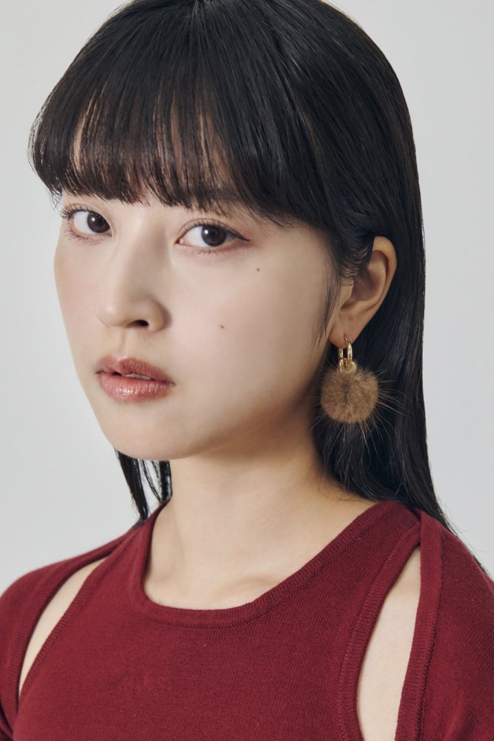 ミンク ファー ×メタル ハート ピアス