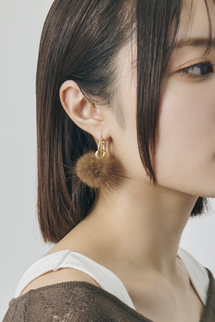ミンク ファー ×メタル ハート ピアス – GOLDY Onlinestore