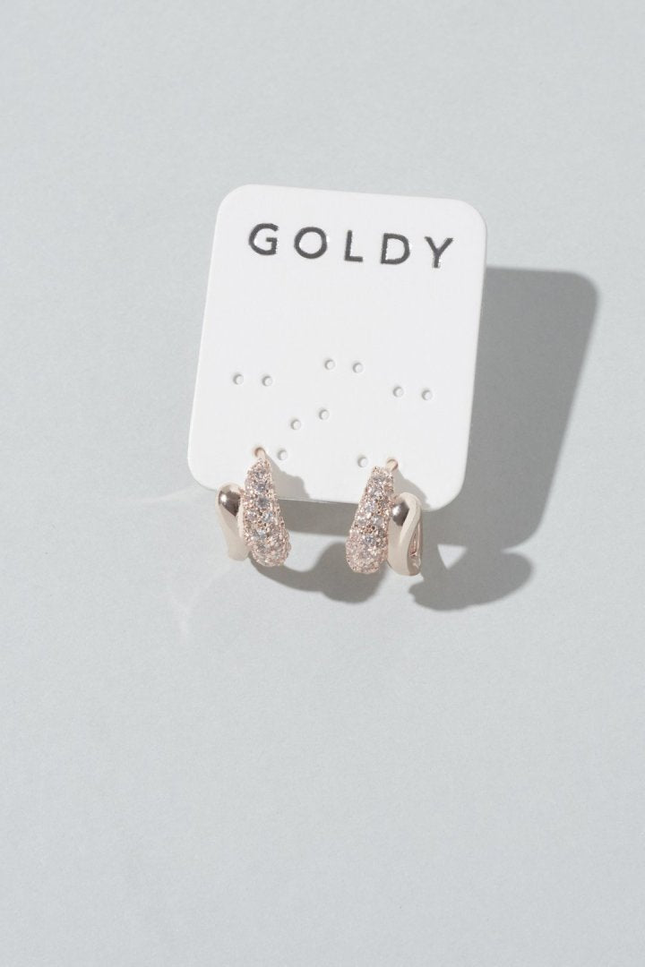 キュービックジルコニア カーヴィー メタル ワンタッチ ピアス