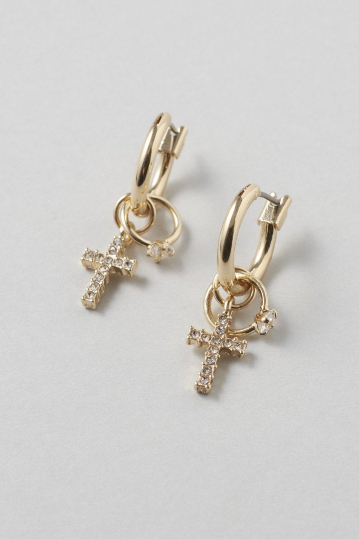 ビジュー × クロスモチーフ チャーム ピアス