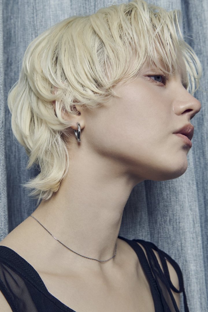 ウェービー ライン フープ ワンタッチ ステンレス ピアス