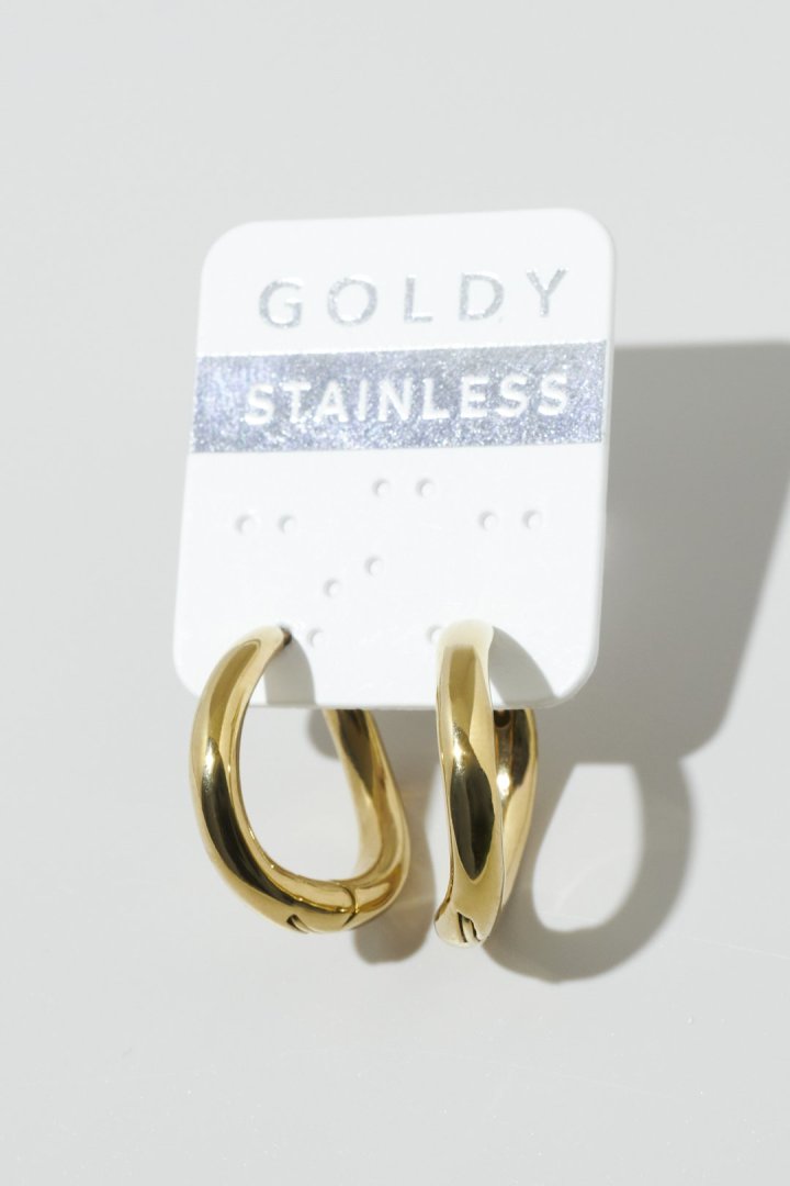 ウェービー ライン フープ ワンタッチ ステンレス ピアス