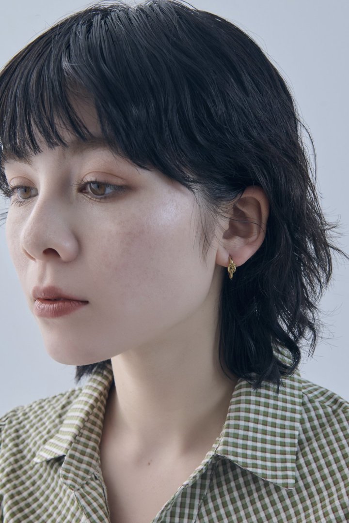 ノット フープ ワンタッチ ステンレス ピアス