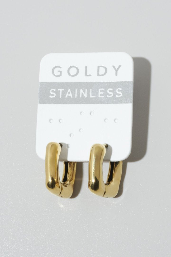 プランプ スクエア フープ ワンタッチ ステンレス ピアス