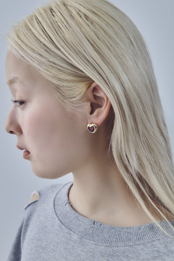 ヴィンテージ ハート エンベッド ピアス