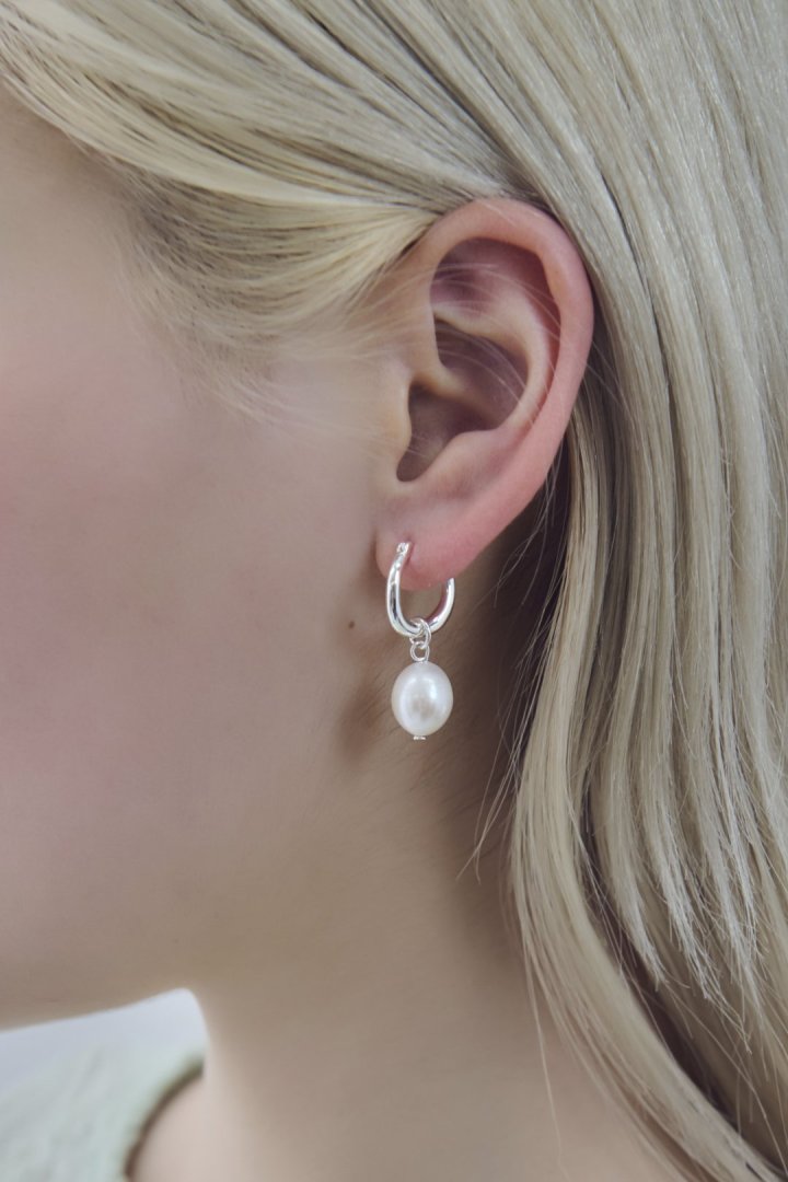 フレッシュ ウォーター パール メタル ピアス