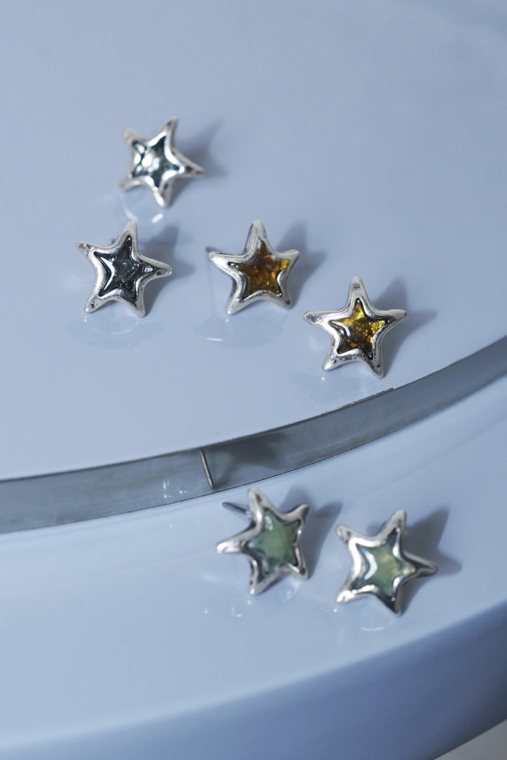 ヴィンテージ カラー スター ピアス