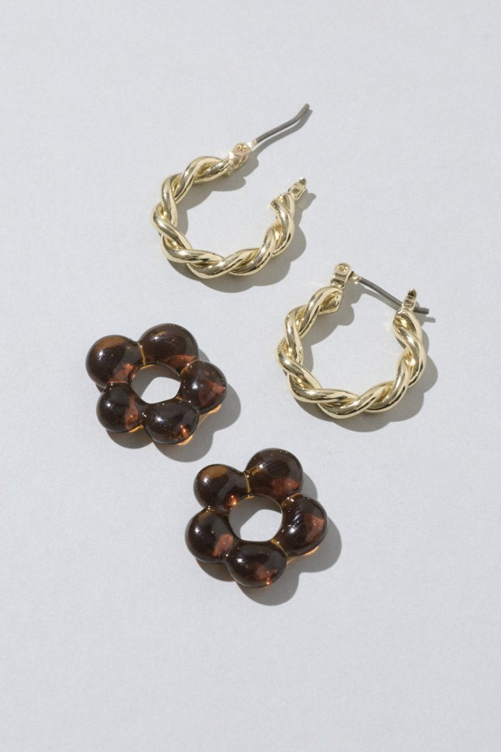 グラス フラワー ピアス