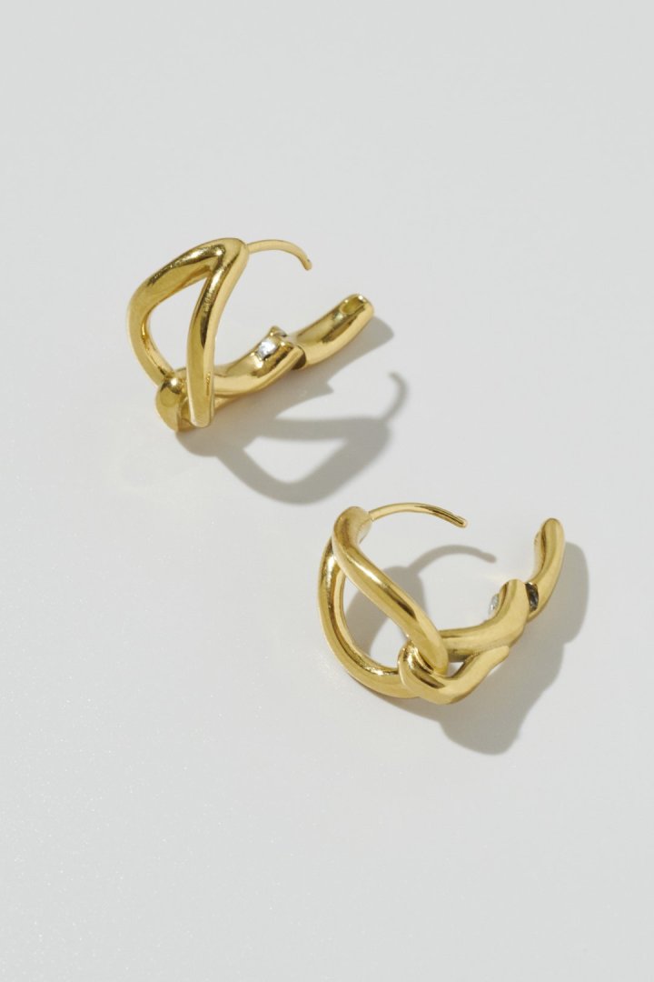 ノット ドロップ ワンタッチ ステンレス ピアス