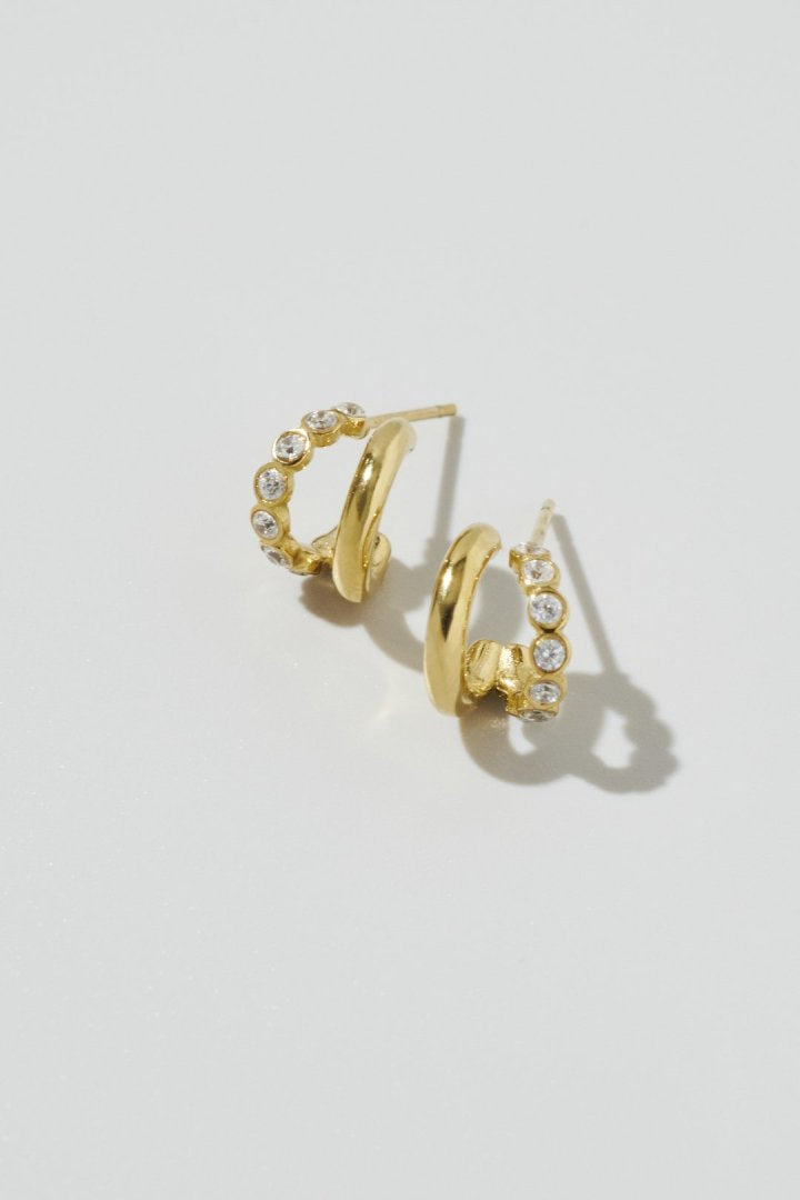 キュービック ジルコニア ダブル フープ ステンレス ピアス